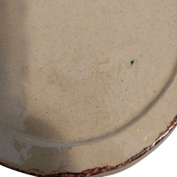 1930s Abstract Ware Mixing Bowl Handmade Hand Painted Signed FM March 1930 - Picture 7 of 10